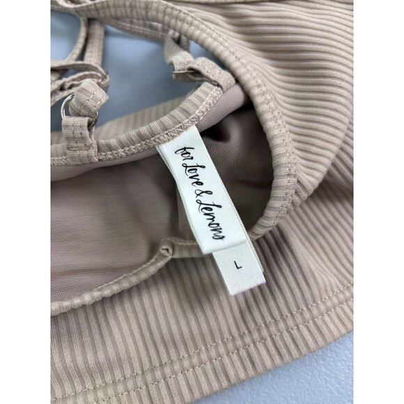 For love and lemons women's large tan ribbed cropped tank bralette loungewear - Picture 4 of 4